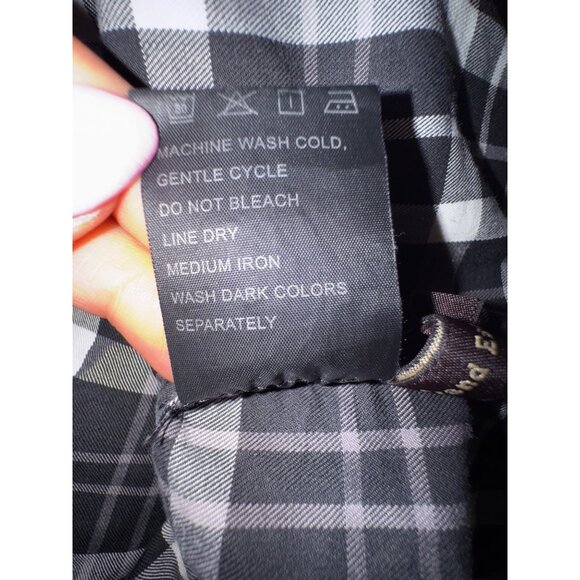 Ochirly Plaid Ruffled Blouse Small Black/White Western Prairie Cottage Preppie - Picture 9 of 12